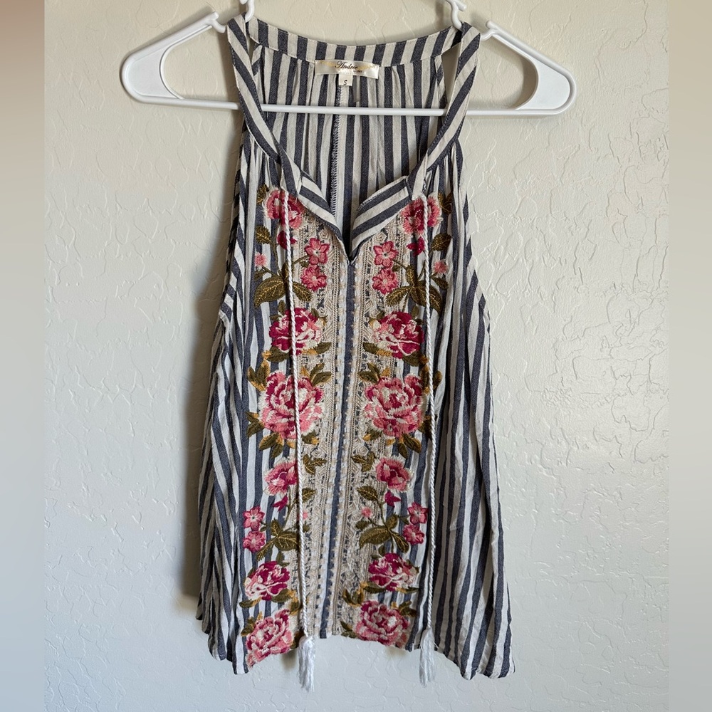 Floral and Striped Halter Top